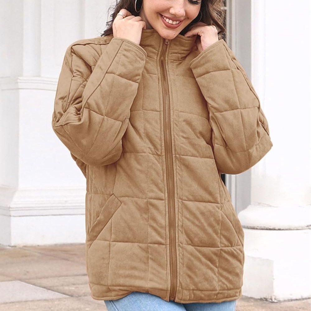 Women's Tan Quilted Jacket - Picture 3 of 8